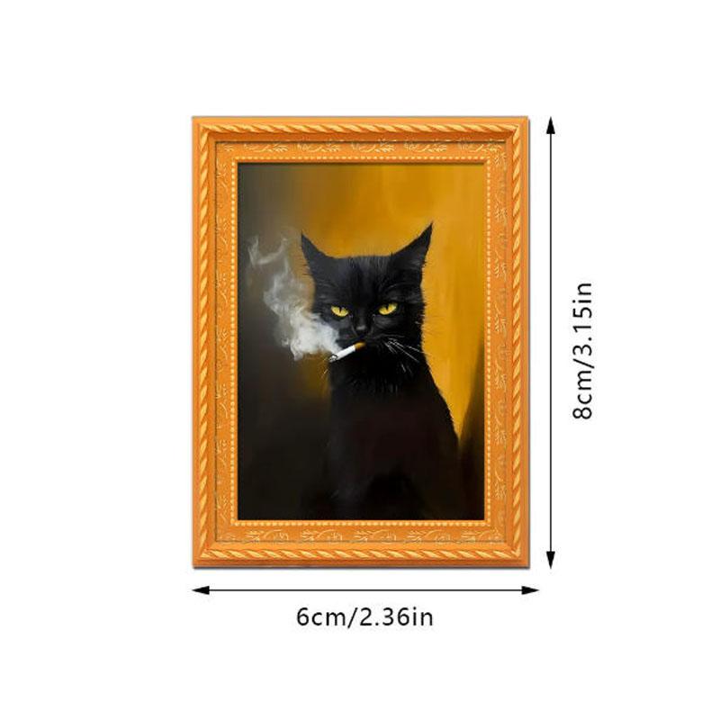 Cute Cat Refrigerator Magnets, Funny Wooden Rebellious Cat Smoking Fridge Magnet