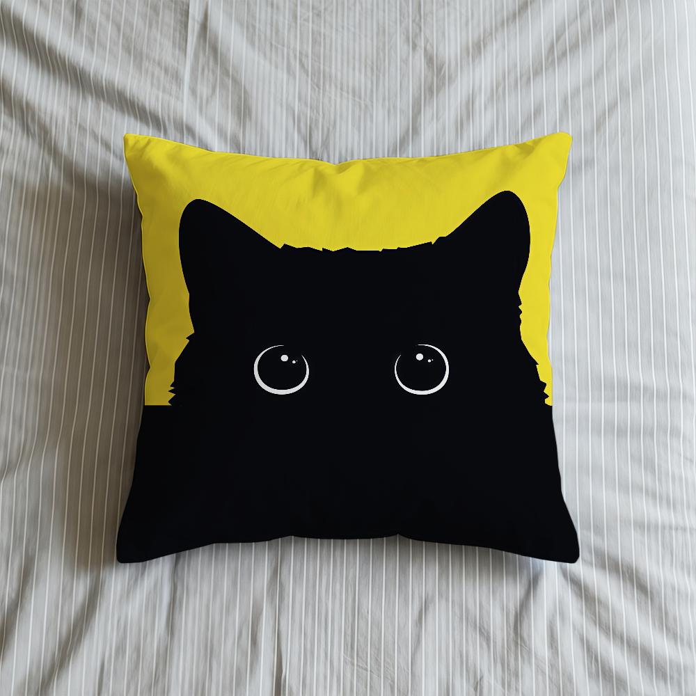 Cushion Cute Cover Soft Case Sofa Living Room Black Cat Home Fashion Comfortable Office Decor Cartoon Protective Pillow Covers