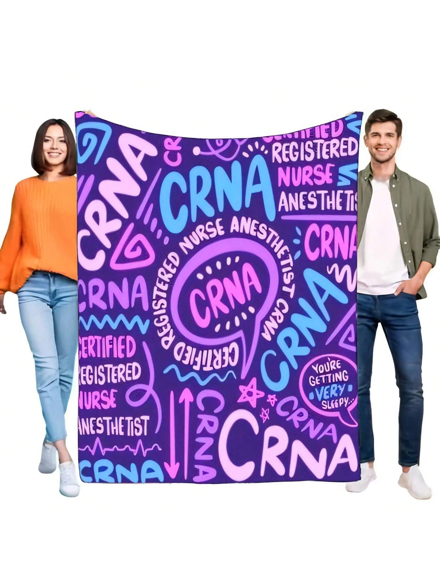 CRNA Blanket Soft Cozy Throw For Certified Registered Nurse Anesthetist, Lightweight And Warm, Perfect Gift For Nursing Students 75X95CM