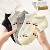5 Pairs Cute Cherry Ruffle Ankle Socks for Women, Spring Breathable Comfortable Casual Socks, Suitable For Spring, Summer, Autum