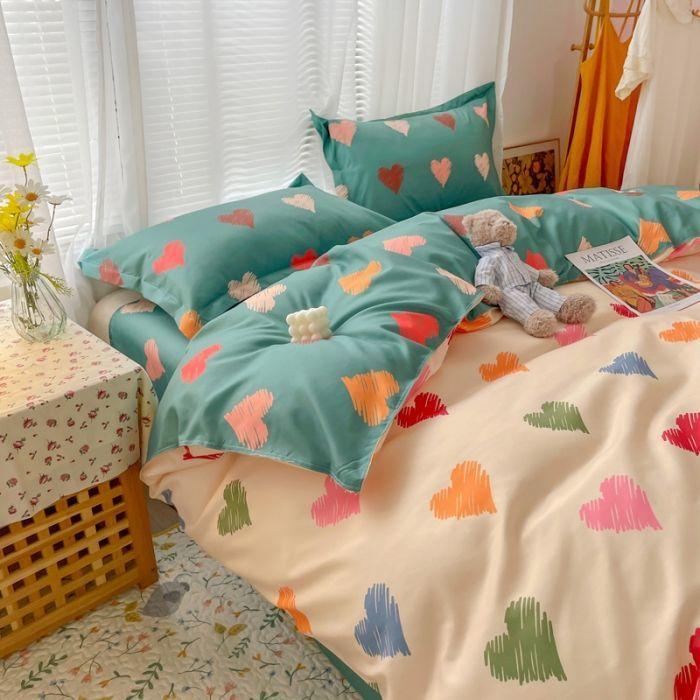 Thickened Four-piece Cotton Bedding Four-piece Cotton Single and Double Quilt Cover Three-piece Dormitory
