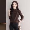 Sybill She Women's Long Sleeve Semi-High Collar Short Knit Pullover