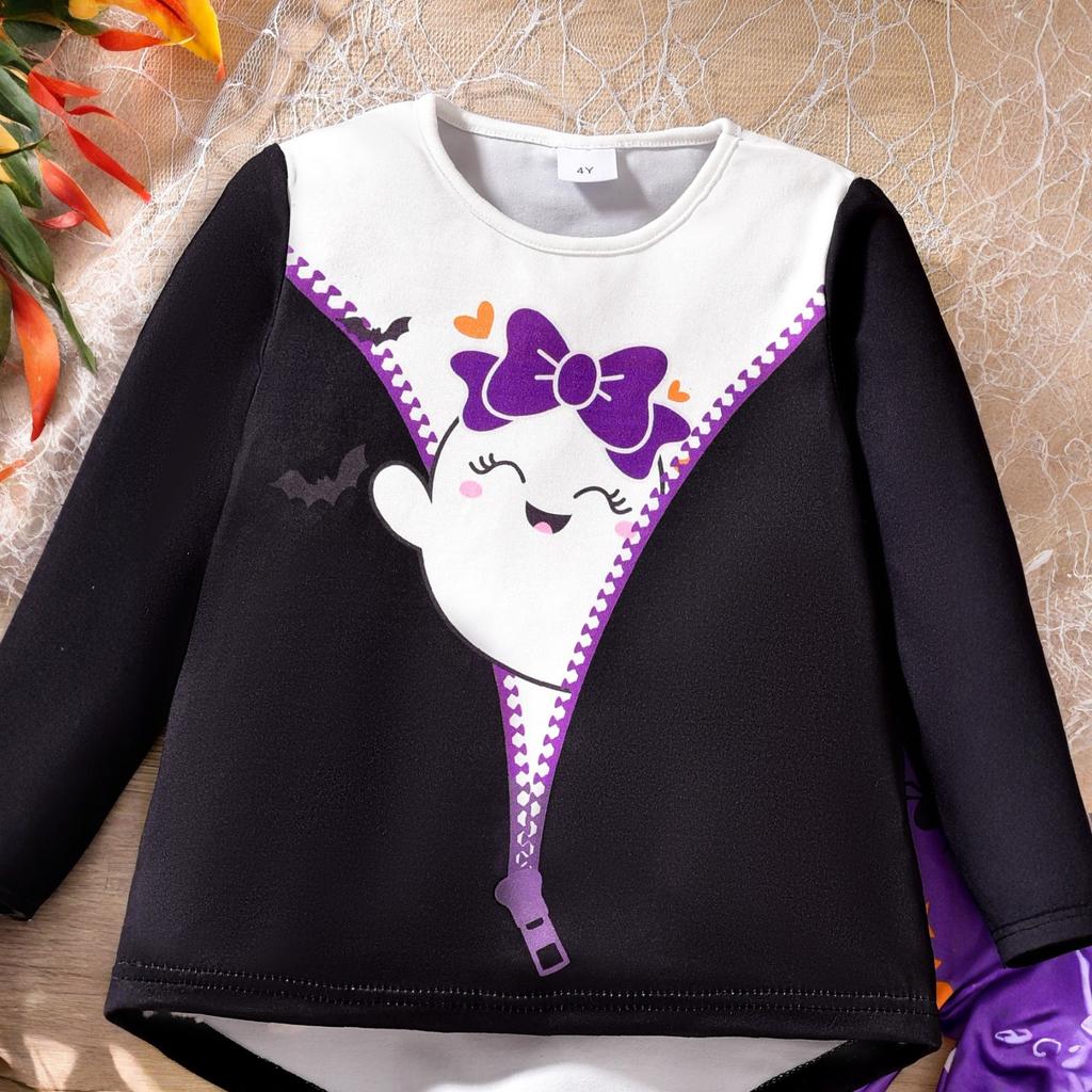 Kids Halloween Long Sleeve Cartoon Cute Outfit Set