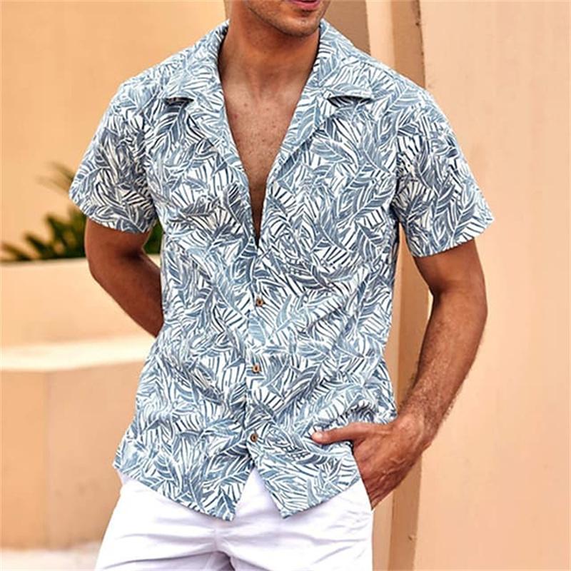 Men's Beach Parrot Printed Shirts Hawaii Breathable Shirts Summer Single Breasted Short Sleeved Shirts Comfortable Men's Shirts