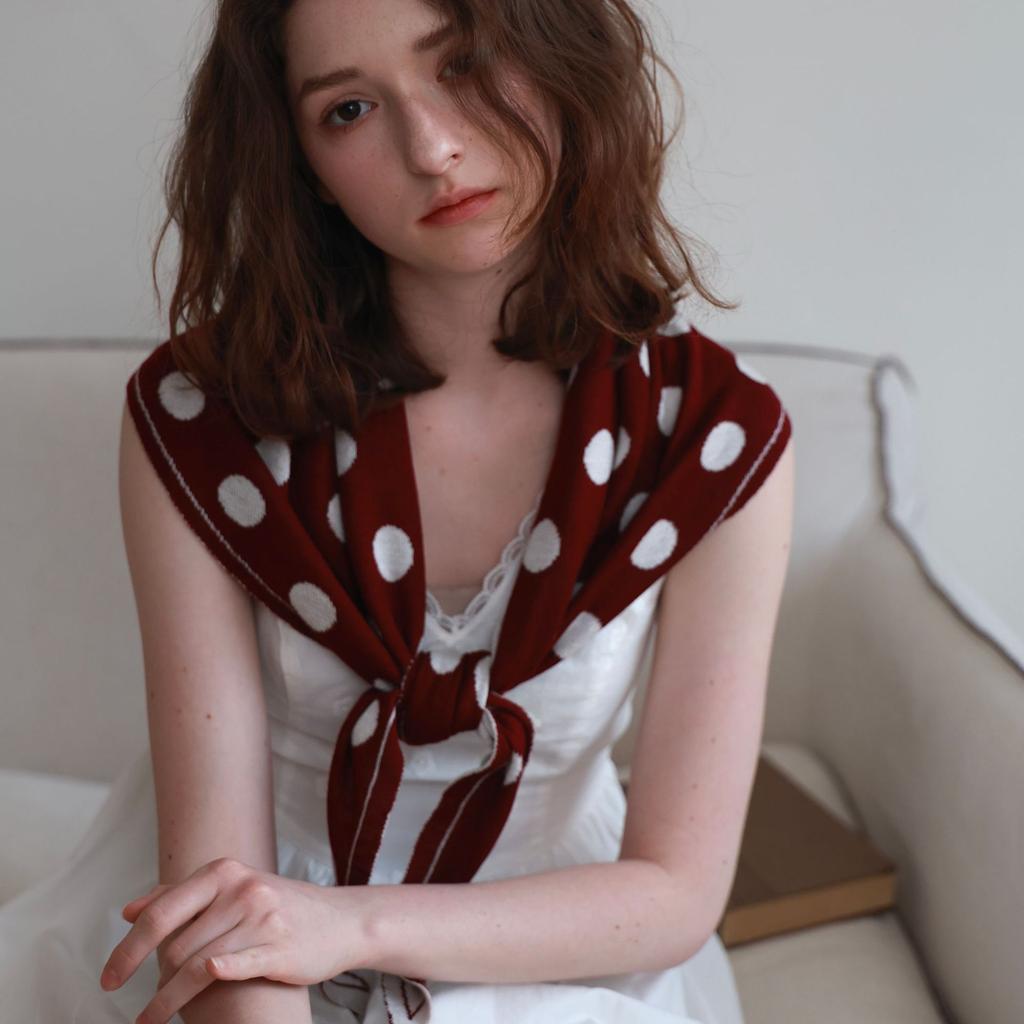 Cashmere polka dot series triangle scarf knitted shawl autumn and winter warm versatile atmosphere neck scarf scarf