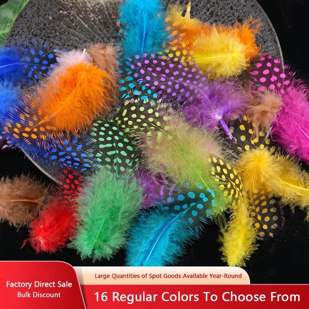 50pcs Small Size Natural Feathers Spotted Pattern Real Plumes Spotted Feathers Multicolo Natural Color Fake Eyelashes DIY