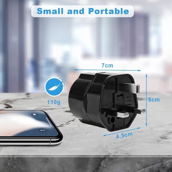Adaptateur de voyage france vers uk towkom noir