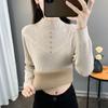 Damen Einteiliger Samtpullover mit Verdicktem Samtfutter und Halbhohem Kragen Pullover Slim und Warm Strickpullover Top für Herbst und Winter