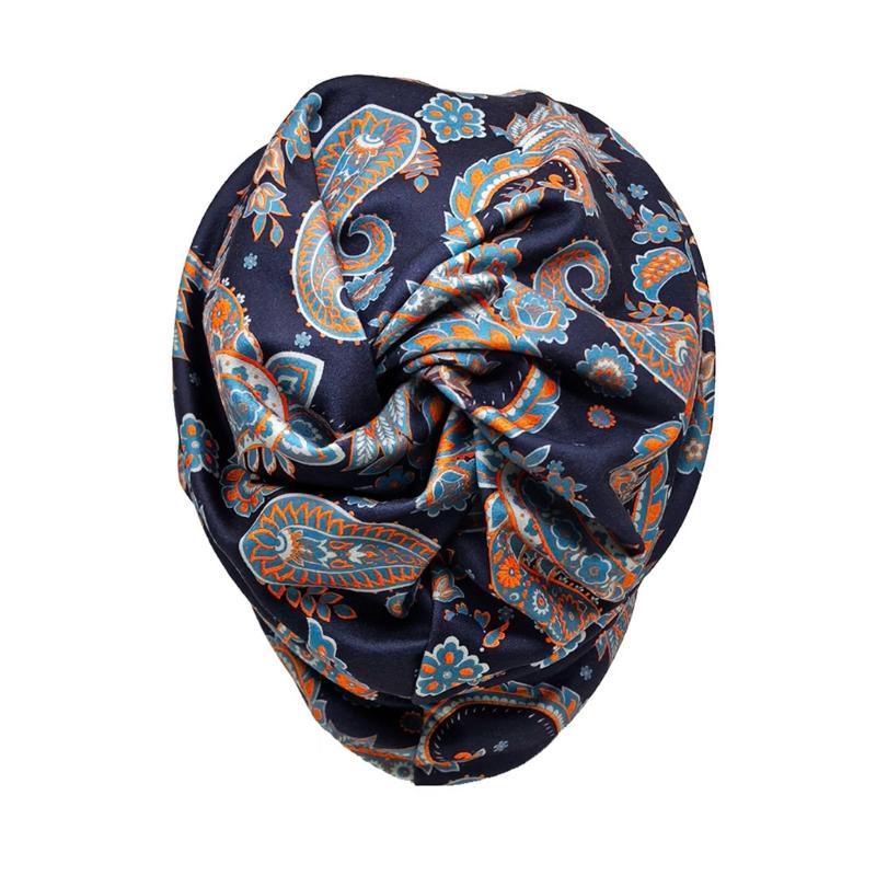 Cashew Print Bonnet Scarf Hat Face Mask Conversion Technology Breathable Fabric Design for Active Street Lifestyles