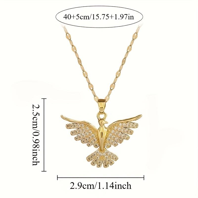 Fashionable Phoenix Stainless Steel Necklace with Synthetic Zirconia & Copper Inlay – Personality Pendant, Versatile Gold Plated Jewelry for Women