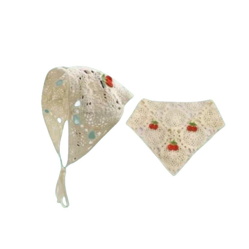 Ręcznie robiona szydełkowa trójkątna chusta na głowę: Francuski Retro, Wszechstronny, Styl Pastoralny