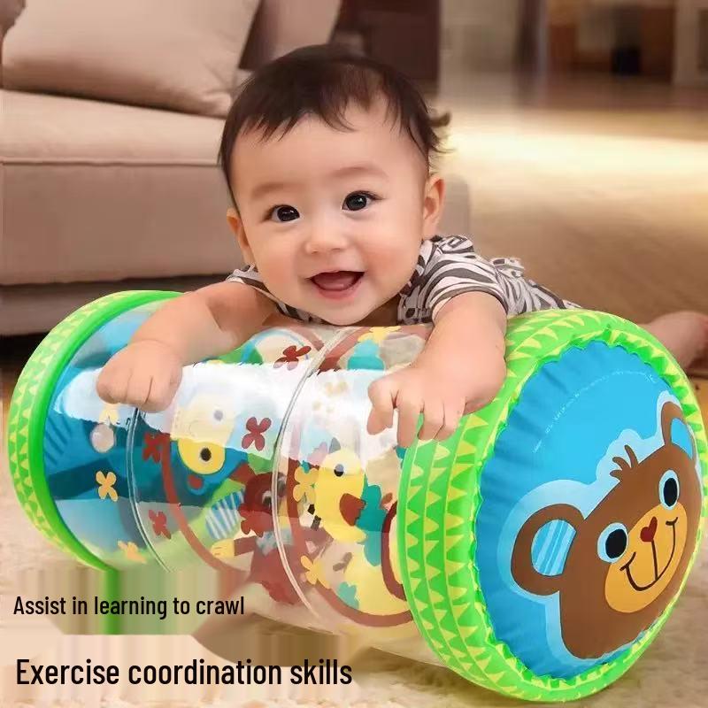 Infant Inflatable Crawling Roller with Bell: Walking Guide & Early Education Toy for 6-12 Months
