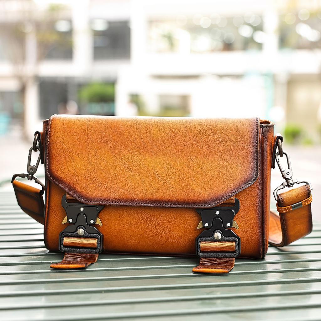 Single-shoulder Bag Trendy and Fashionable Men's Crossbody Bag Multi-functional Crossbody Bag with Snap Fasteners