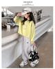 Girls' Versatile Black Sweatpants - Spring/Autumn Style, Loose Fit Casual Pants for Middle and Big Kids