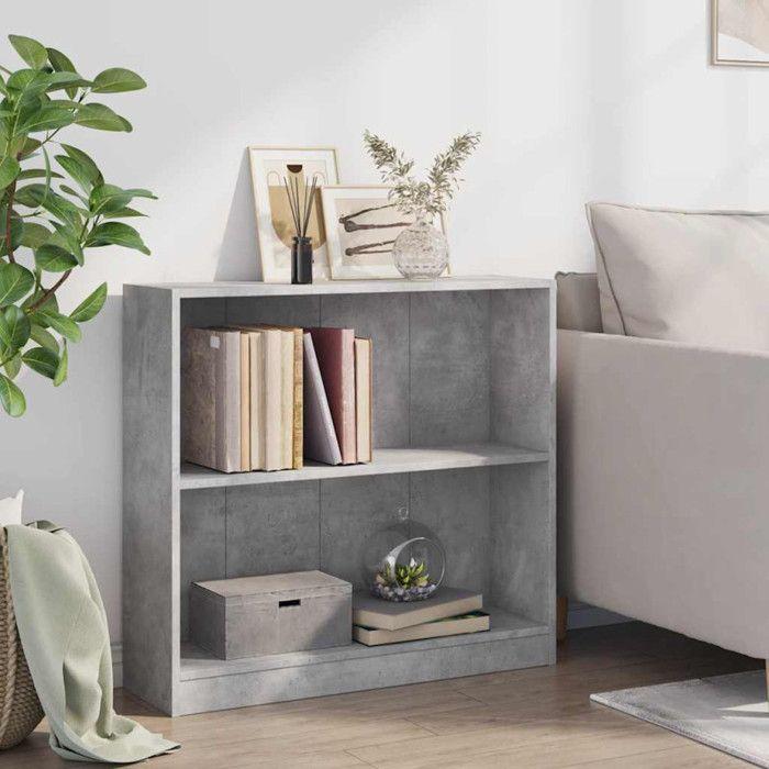 Bookcase - vidaXL - Concrete Grey - 80 X 24 X 75 Cm - 2 Shelves - Contemporary Design
