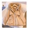 Womens Oversized Puffer Coat 2026 Winter Thick Cotton Filled Hooded Jacket With Detachable Faux Fur Collar