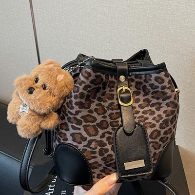 Popular Small Bags Women's Simple Autumn New Fashion Simple Leopard Print Messenger Bag Bucket Bag