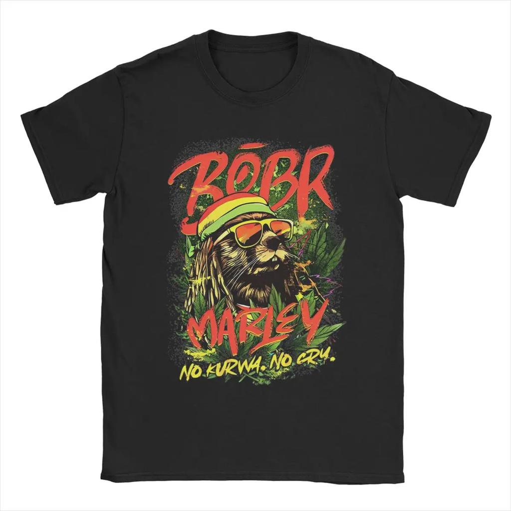 Novely Bobr Marley No Kurwa No Cry Kurwa Bober Beaver Boberek Women's T-shirt Short sleeved T-shirt Plus Size