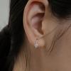 [White Gold] Hook Cubic Earrings