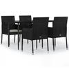VidaXL Mobilier à dîner de jardin et coussins 5pcs Noir Résine tressée 3185145