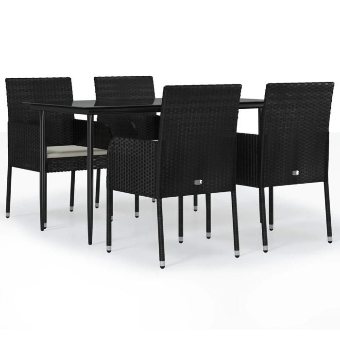 VidaXL Mobilier à dîner de jardin et coussins 5pcs Noir Résine tressée 3185145