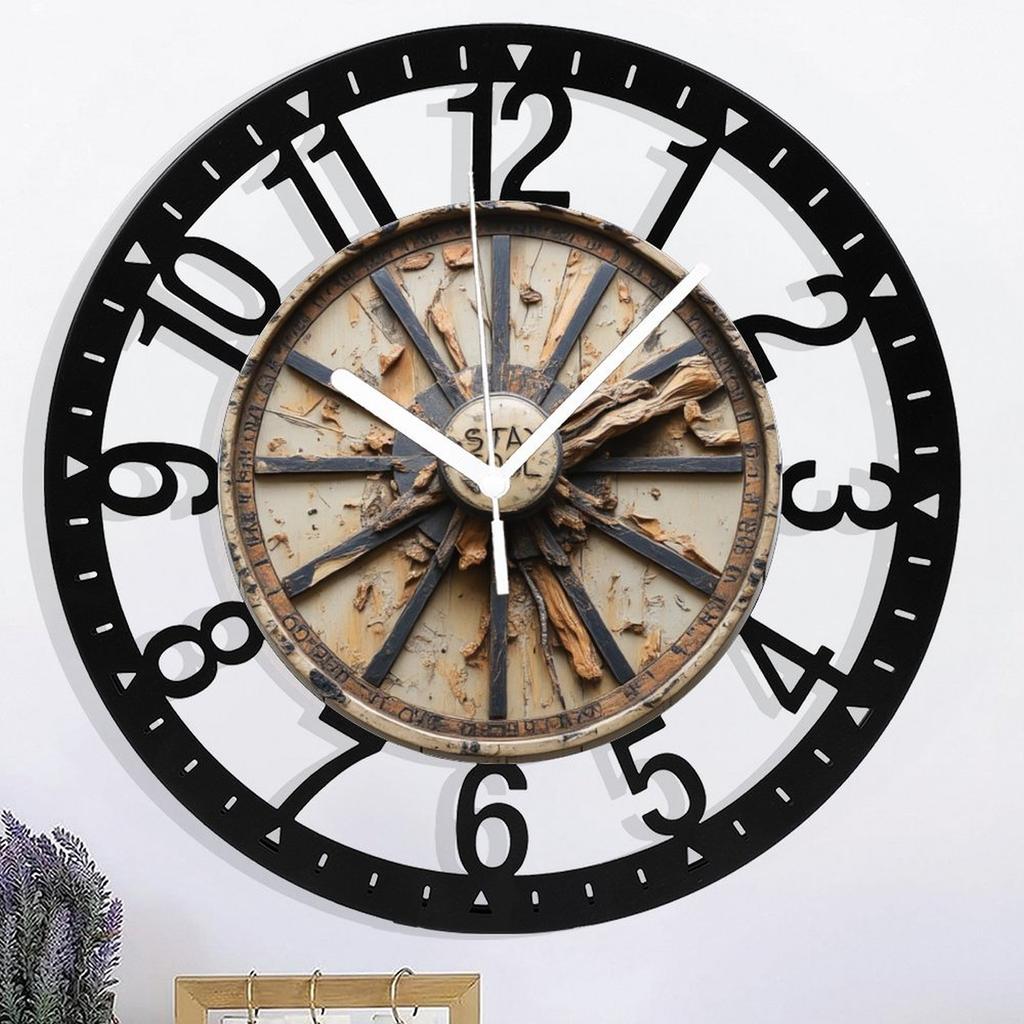 25cm Circular Metal Wall Clock Made of Durable Iron with a Protective Coating
