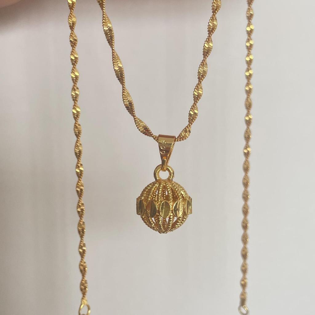 "Gold Heart & Water Drop Rose Necklace Pendant"