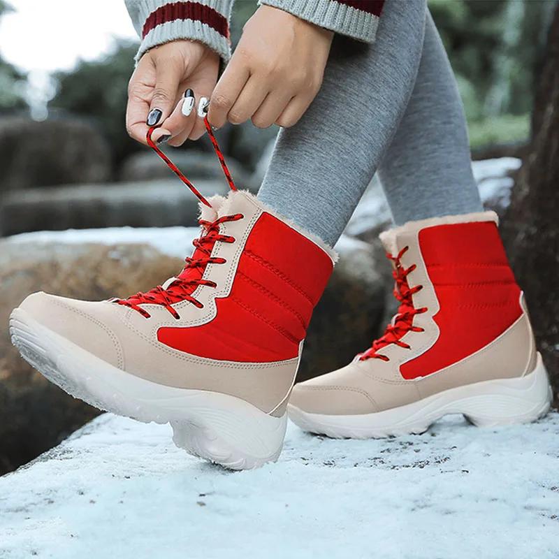 Women Platform Snow Boots Plush Keep Warm Women's Thigh High Boots Minimalism Winter Ankle Boots Comfortable Walking Sneakers