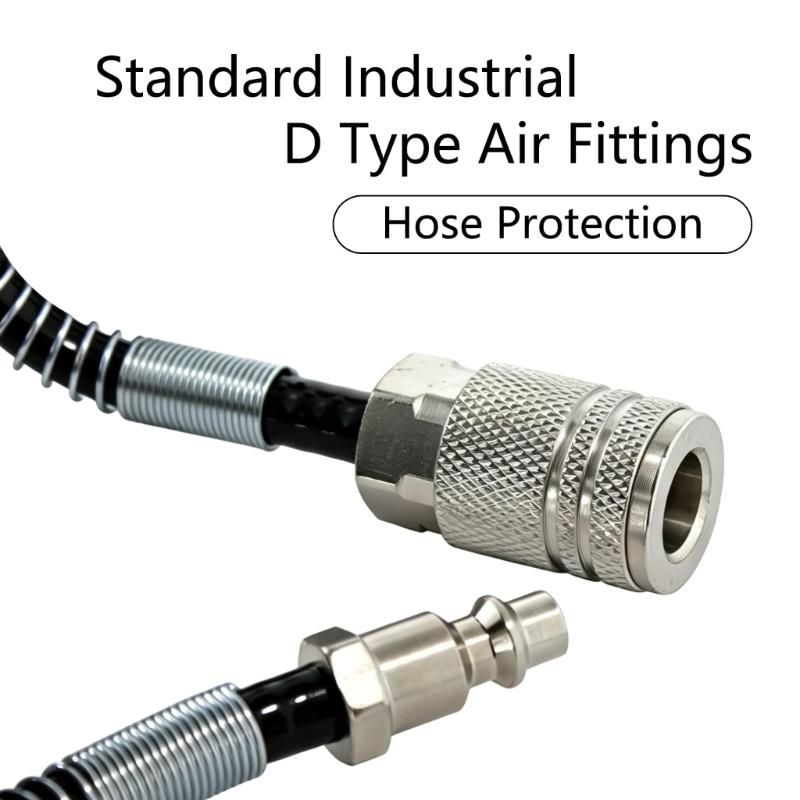 Air Cleaning Tool Set with Coiled Hose, 8 mm Air Line, Handheld Nozzle, Coupler and T Adapter for Garage Dust Removal and Vehicle Care