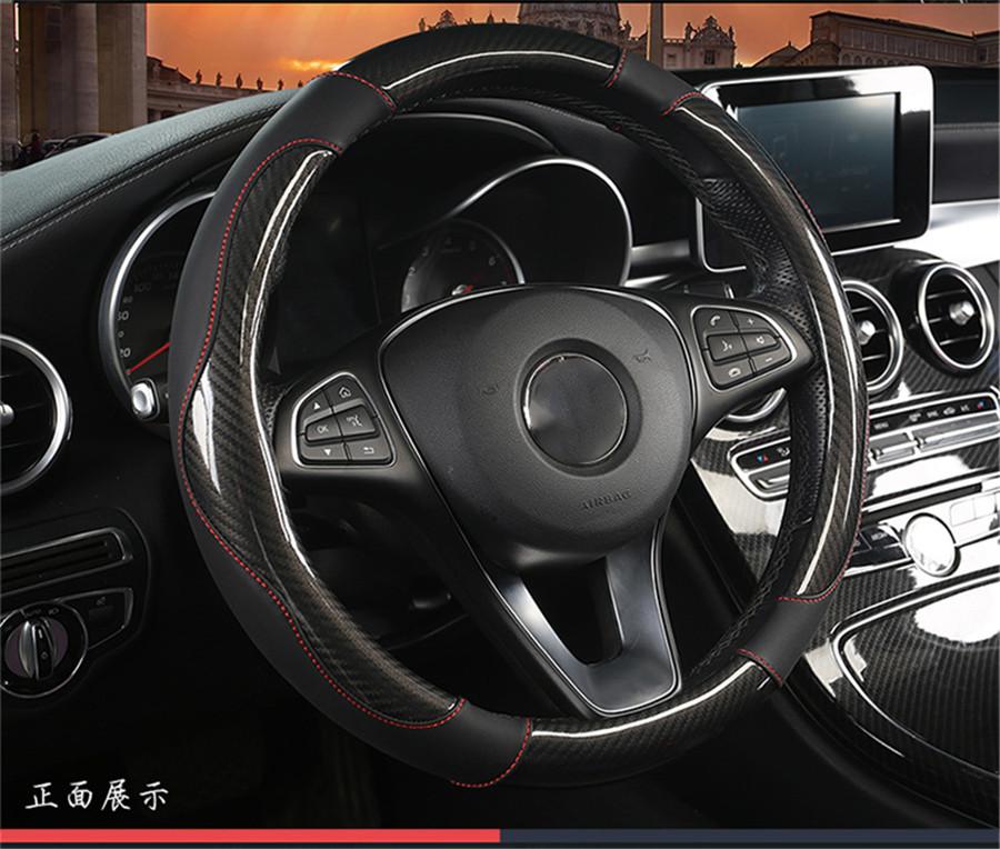 Crystal Carbon Fiber Fashion Sports Steering Wheel Cover Car Wheel Cover Non-slip Leather Braid For Steering Wheel