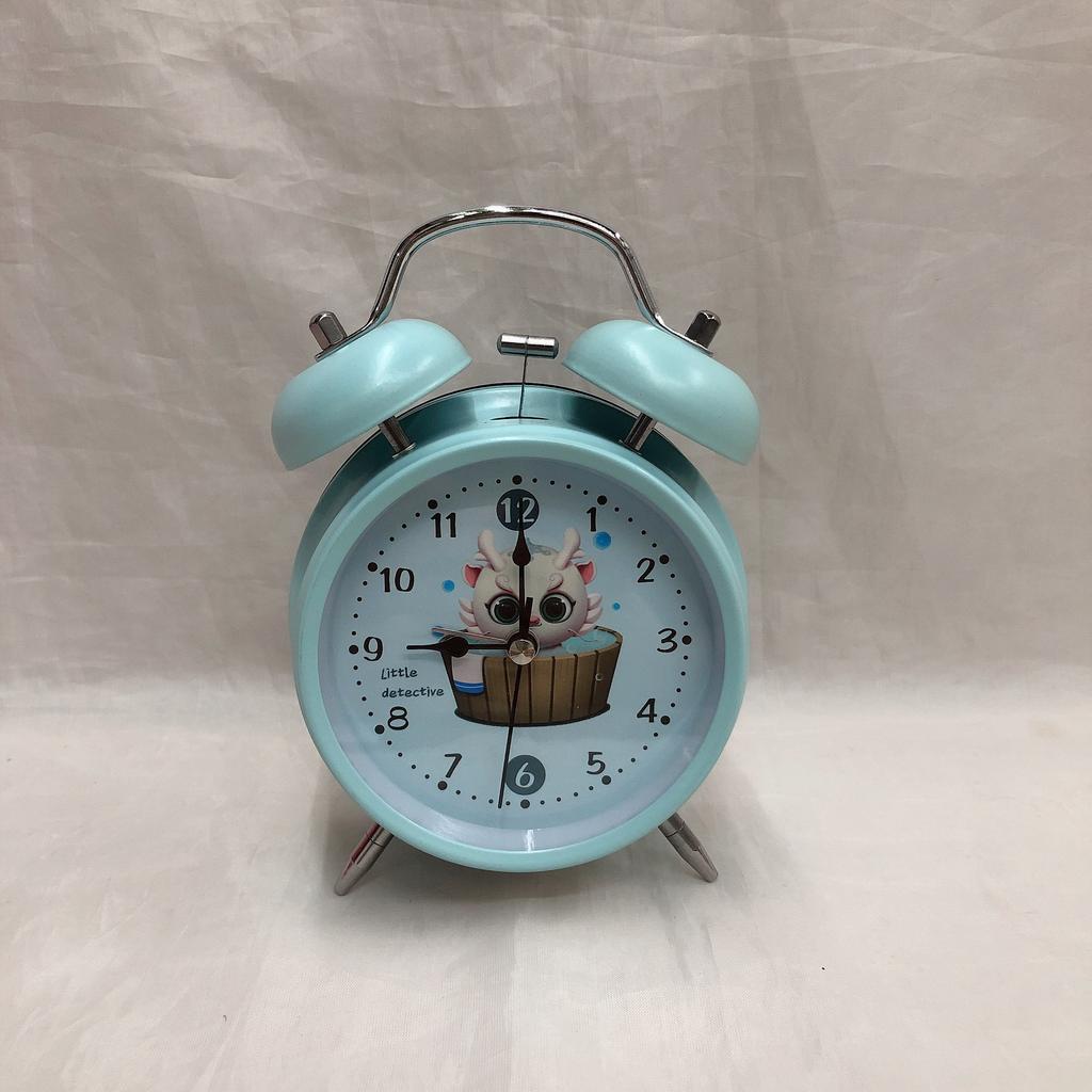 4-inch metal spray paint light color cartoon little dragon man ringing alarm clock children student bedside night light creation