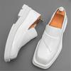 Fashion Luxury Retro Designer White Square Toe Thick-soled Height Increasing  Shoes For Men Formal Wedding Prom Dress Performance Loafer