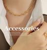 Heavy Industry-Inspired Gold-Plated Necklace & Bracelet Set with Hook-Shaped Spliced Titanium Steel Chain