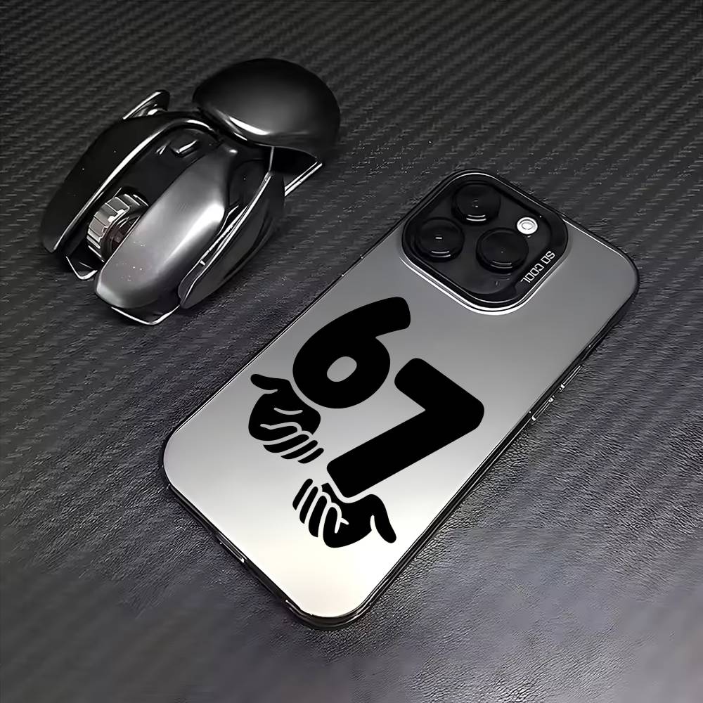 67-Six Seven Phone Case For iPhone 17,16,15,14,13,12,11 Plus,Pro Max,Colored Silver Phone Case