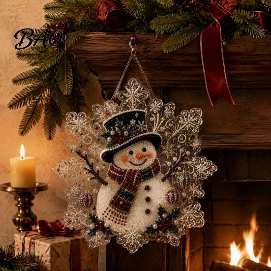 Clear Acrylic Decorative Accents Christmas Pendant with Metal Chain, Double-sided Printed 2D Snowflake Gift Ornaments for Family And Friends Pendant,