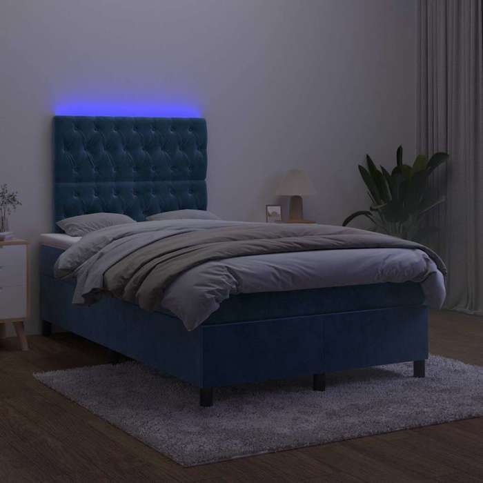 Maison Exclusive - Sommier à lattes de lit avec matelas LED bleu foncé 120x190 cm