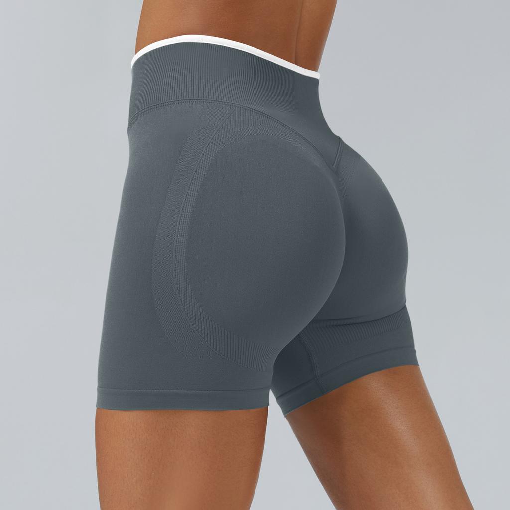 Women's Casual Hip-lifting Seamless Color Block Yoga Fitted Sports Shorts