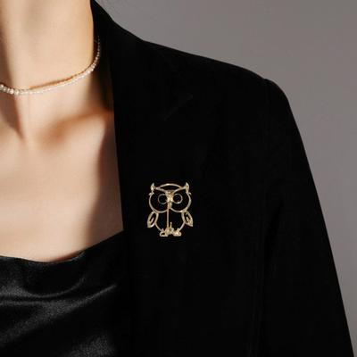 Owl Brooch Strong Pin Safe Anti-Lost High-Quality Alloy Durable Anti-Oxidation Hollow Cute Design Gold Silver Multifunctional Jewelry Accessories