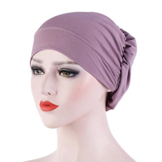 Women Small Solid Color Soft Knotted Night Sleep Beanie Bonnet Chemo Hat Cover