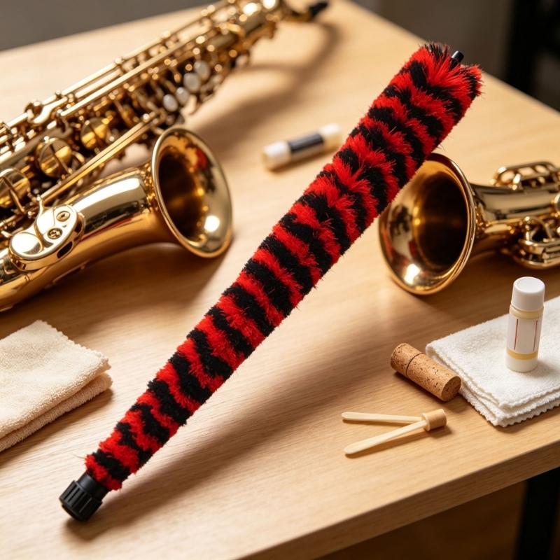 Saxophone Interior Cleaning Brush 51.8 cm Long Soft Fiber Bore Brush with Protective End Caps for After Practice Moisture and Dust Care Needs