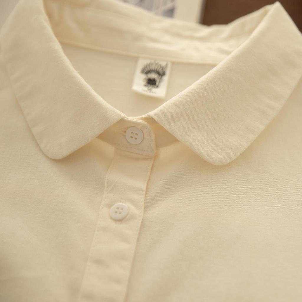 Korean Style Autumn Casual Doll Collar Long Sleeve Shirt