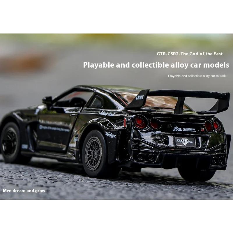 1/32 Scale Skyline Nissan GTR CSR2 Alloy Sports Car Model Die-cast Metal Toy Racing Model Simulation Sound and Light Children's Gift