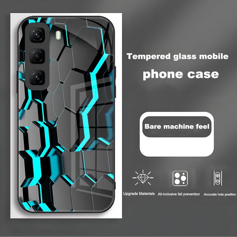 Handyhülle Für Infinix Hot 50 Pro Plus Hülle Harte PC Stoßfeste Abdeckung Gehärtetes Glas Hülle Hot 50 Pro+ Vollständige Schutzhülle Funda