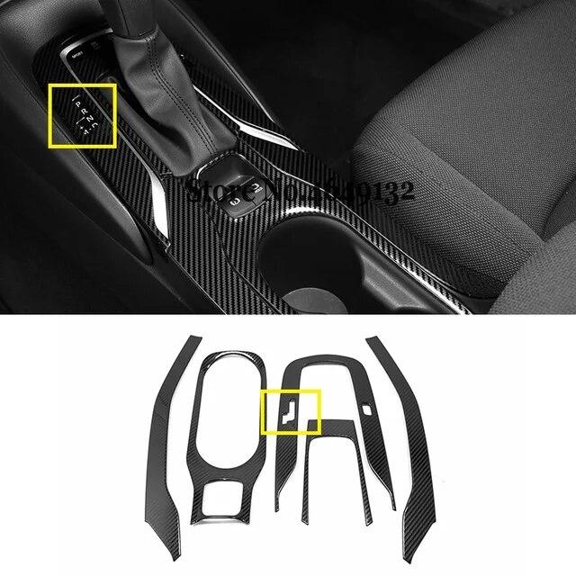 5 Pcs Stainless Steel Carbon Fibre Gear Shift Panel Water Cup Holder Cover Trim For Toyota Corolla Interior Accessories