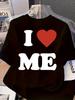 Unisexs Casual Fit Short Sleeve Tshirt I Love Me Positive Affirmation Print Black With White Lettering Aesthetic Clothes