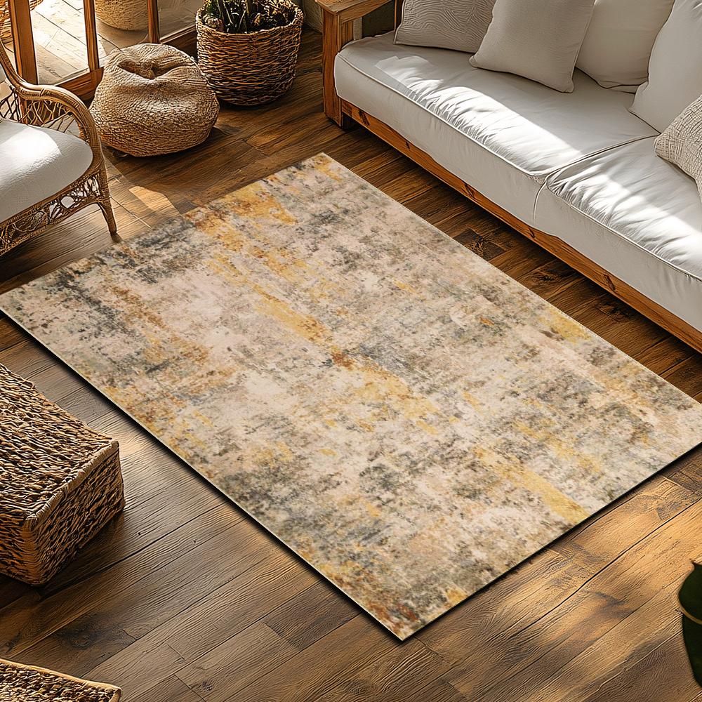 Tan Brown Bohemian Area Rug, Vintage Pattern Non-Slip Carpet, Cozy Living Room Mat for Natural Home Decor