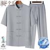 Jinjuku Men's Summer Ice Silk Jacquard Tang Suit Set