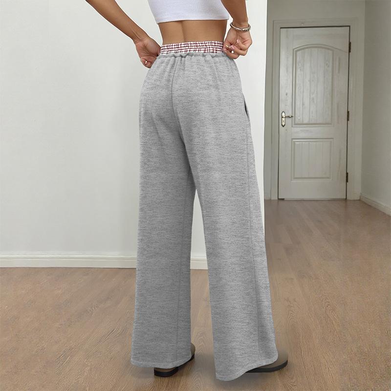 YYFS Women's Fashion Casual Solid Color Print High Waist Trousers Pants & Capris
