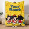 Name Custom Mafalda Print Flannel Blanket High Quality Warm Comfortable Cover for All Seasons Perfect for Gifts Home Decor