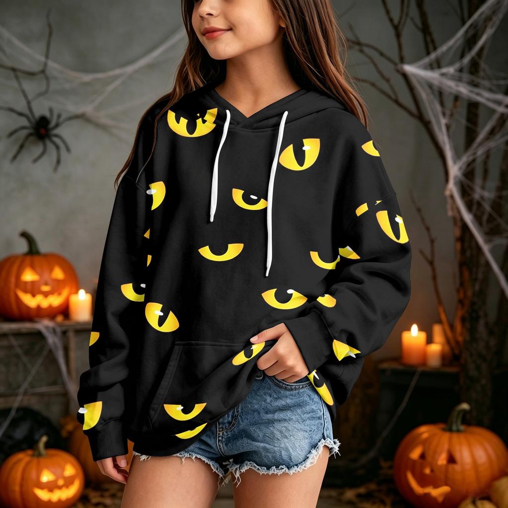 Kids' Casual Halloween Print Pullover Hoodie Sweatshirt for Everyday Wear